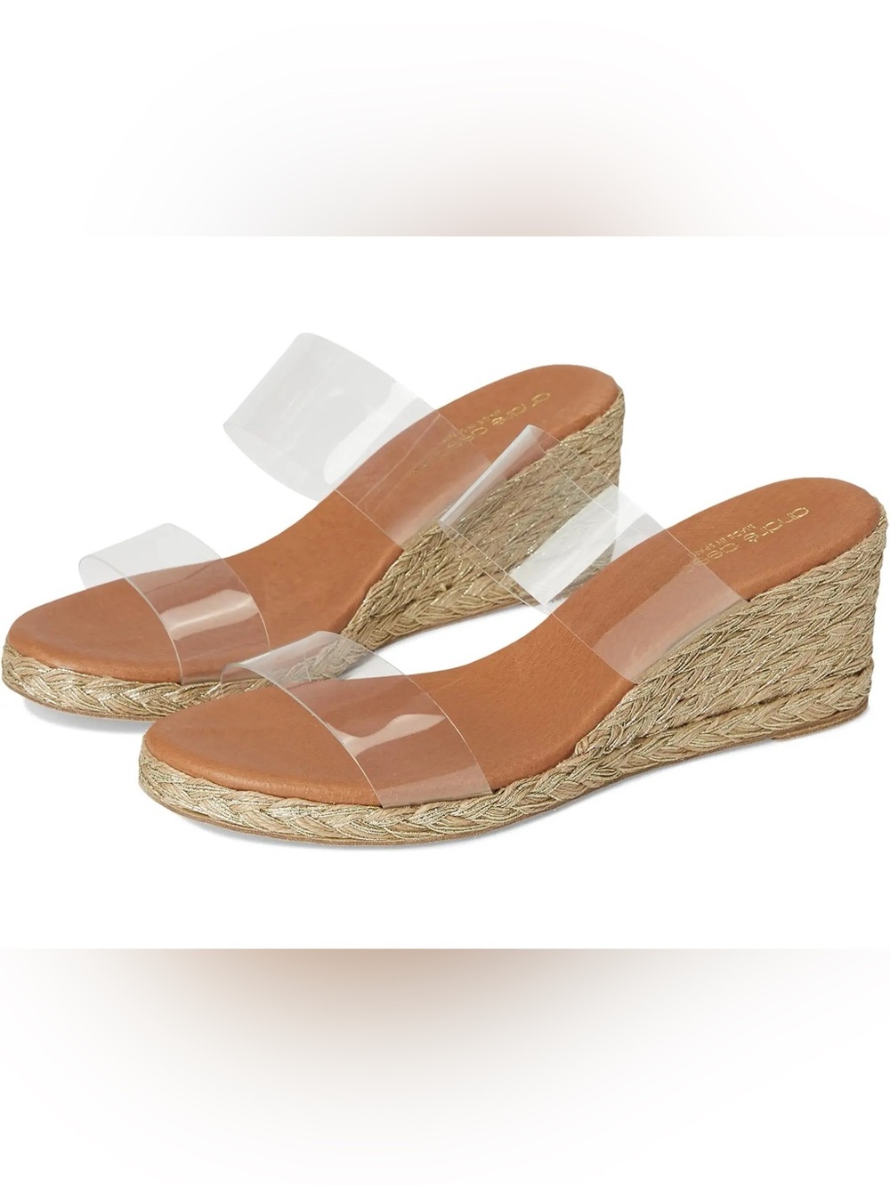 Andre Assous Clear Strap Espadrille Slide Sandals